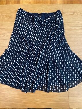 Courtenay Navy Polka Dot A-Line Skirt 16W